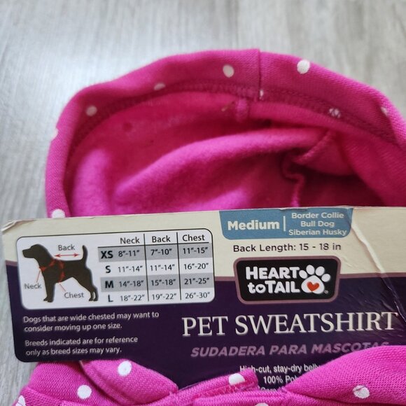 Heart to Tail Pet Sweatshirt Dog Pink White Polka Dot 'Loved' - Picture 4 of 5